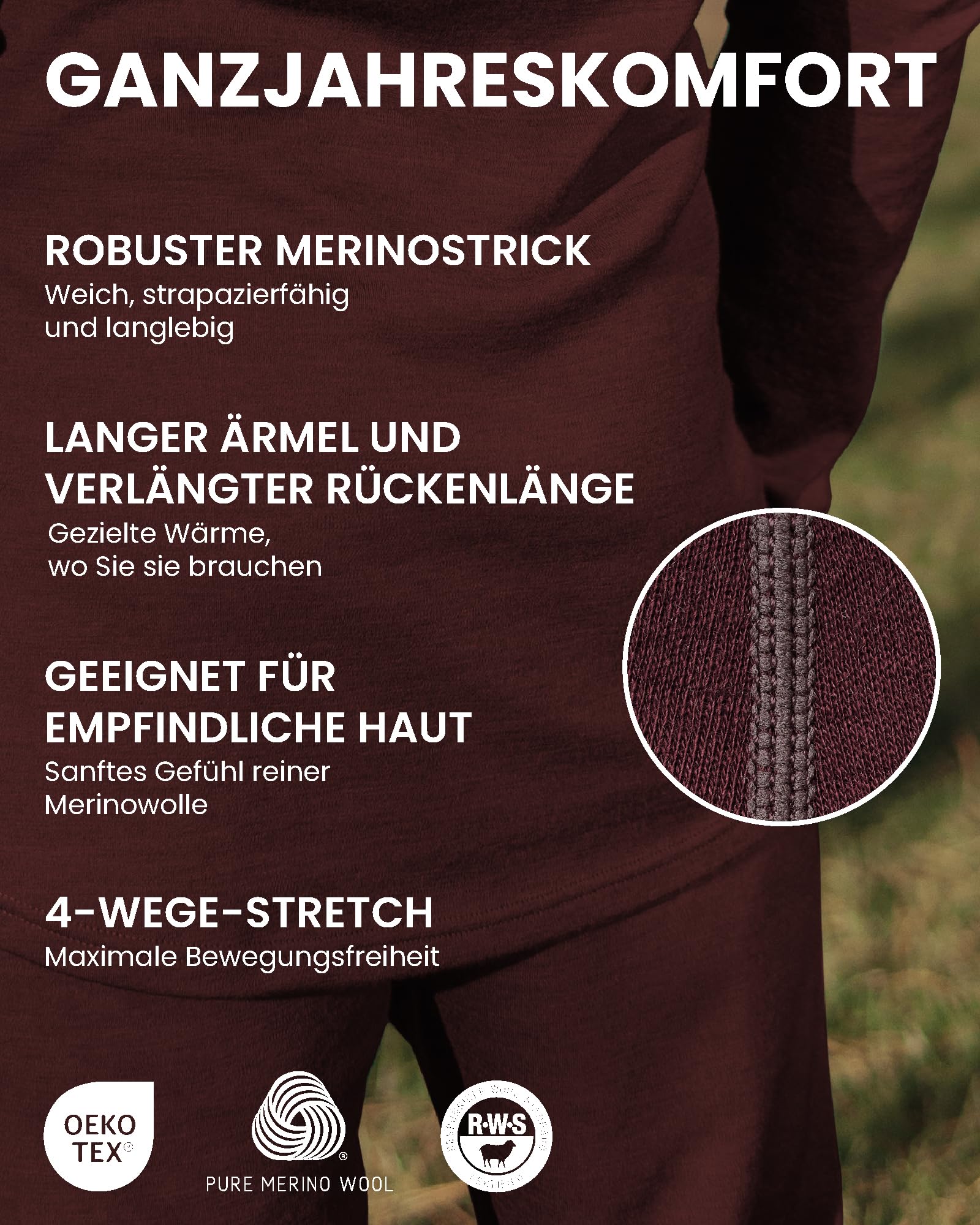 Merino.tech 100% Merino Rollkragenpullover Herren Alltag & Reise + Socken | Merino Shirt Herren Langarm. Kratzfrei, wärmend und feuchtigkeitsableitend Merino Unterwäsche Herren