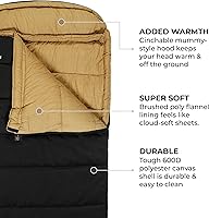 Vista 4 de TETON Sports Deer Hunter Sleeping Bag, Warm and Comfortable Camping Sleeping Bag, Teton Tough Canvas Shell for Camping, Hunting, and Cold Weather