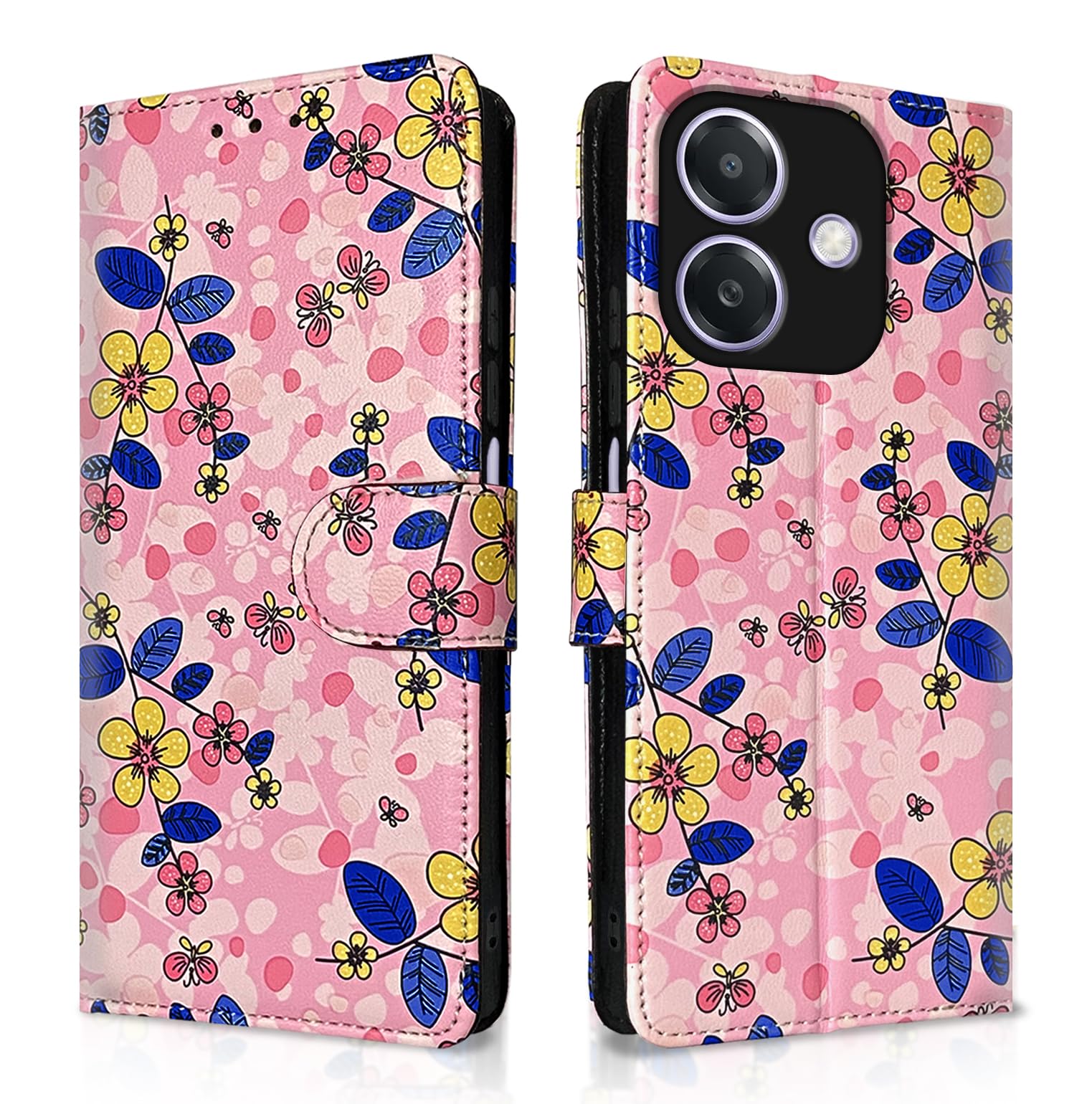 Pikkme Flip Cover for Girls Leather Finish | Inside TPU with Card Pockets | Wallet Stand and Shock Proof | Complete Protection Flip Case for Oppo A3x 5G (Pink Flower) (B0DCNTFY62) Amazon Price History, Amazon Price Tracker