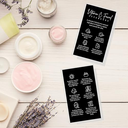 Miniatura 7 de Tarjetas de cuidado posterior facial de vitamina C | Paquete de 50 | Tarjeta de visita de 2 x 3.5 pulgadas | Suministros faciales | Para