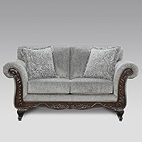 Vista 6 de Hernen - Juego de 5 piezas con marco de madera tallada, color gris