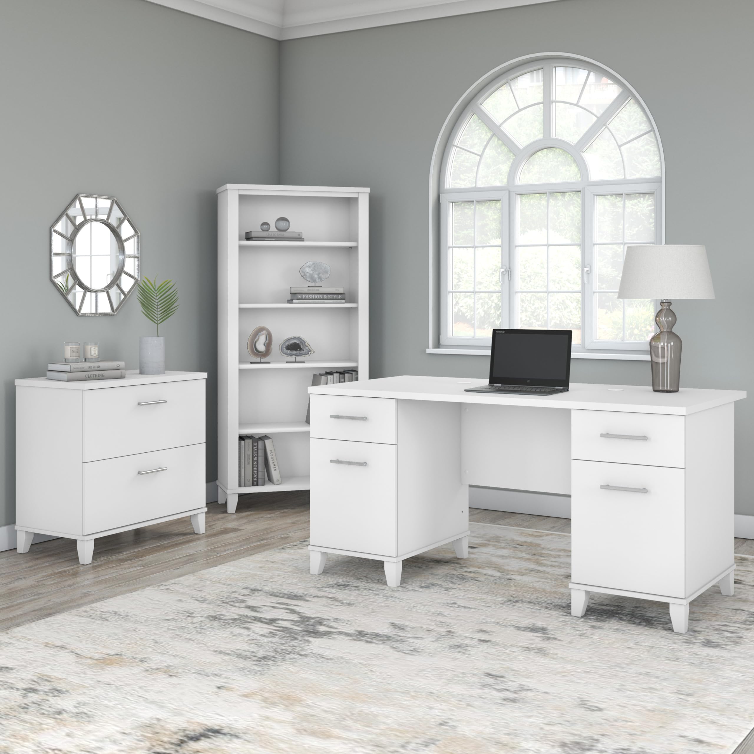 Bush Business Furniture Hustle Libreria Alta 5 Ripiani Bianca, 22,7 Kg Per Ripiano, Per Casa E Ufficio