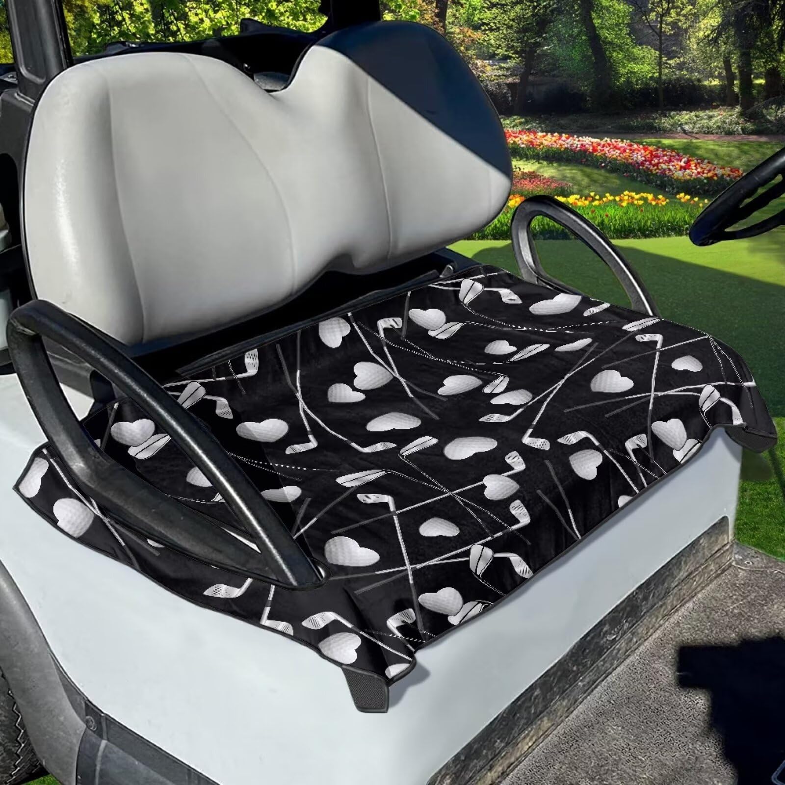 Suobstales Golf Cart Seat Covers/Seat Towel, Breathable Golf Cart Seat Cushions Golf Blanket Golf Club Car Accessories