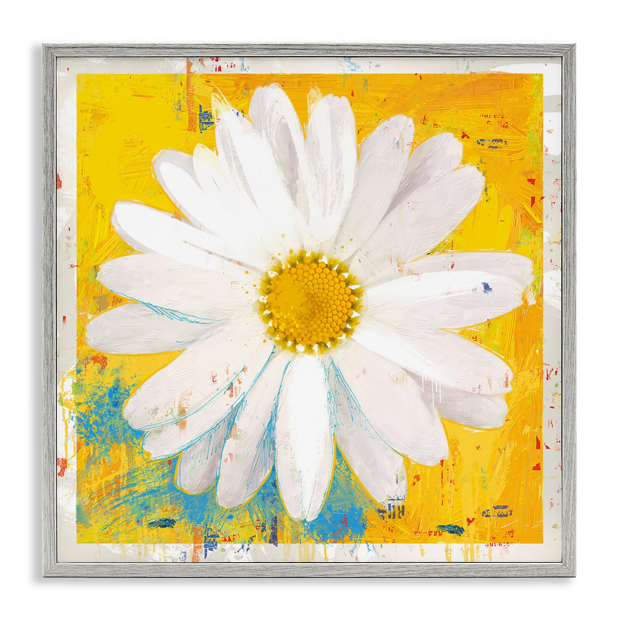 Stupell Industries Sunny Daisy Blossom Yellow 'Violet's Daisy On Yellow', Framed Giclee Art, Gray, 17 X 17 Inches, Easy To Hang And Sturdy, Made In Usa, By Porter Hastings
