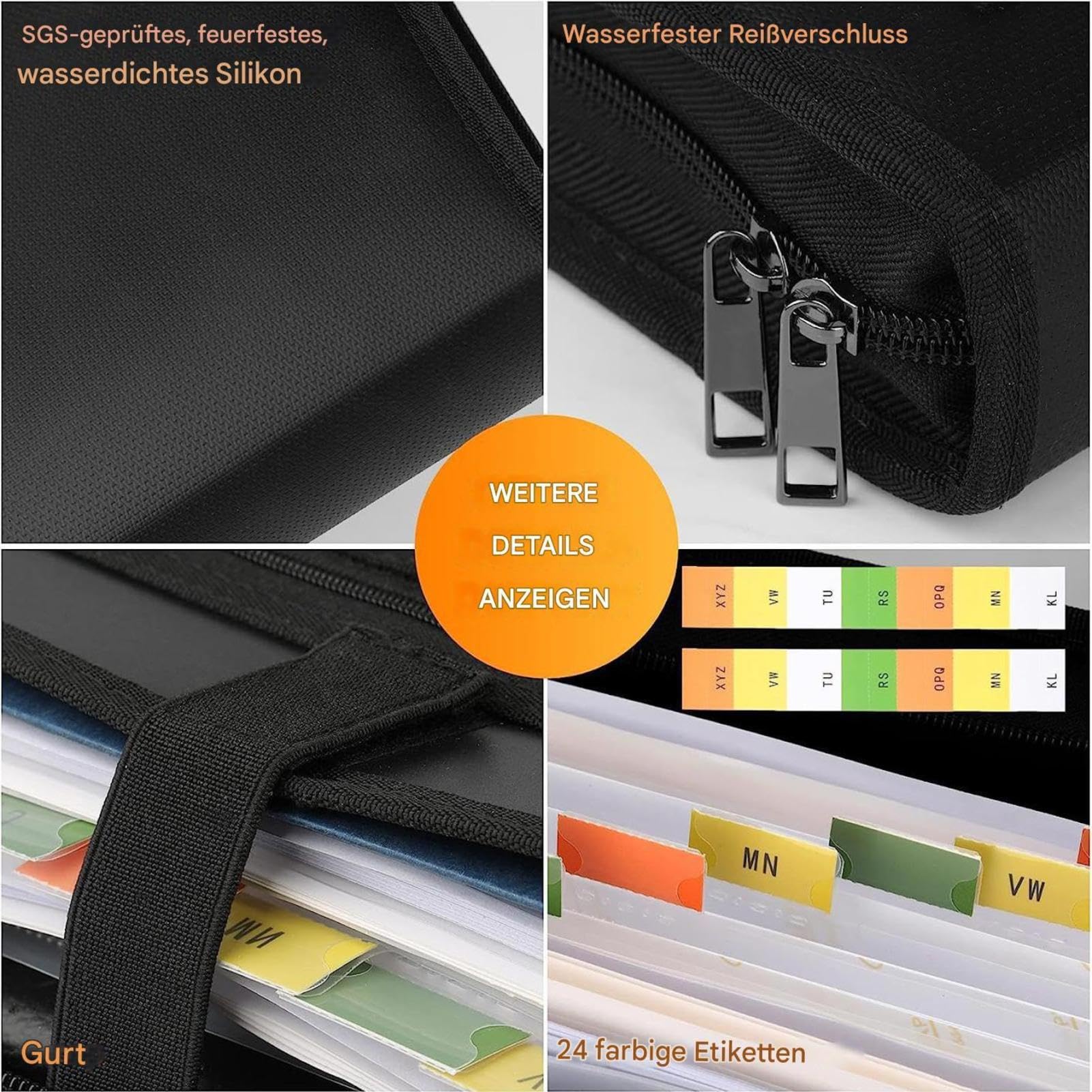 Organizer A Soffietto Classificatore Per Documenti Ignifugo, Impermeabile, | Organizer Documenti Impermeabile Adatto Per Uso Domestico, Scolastico, Universitario, In Aula U
