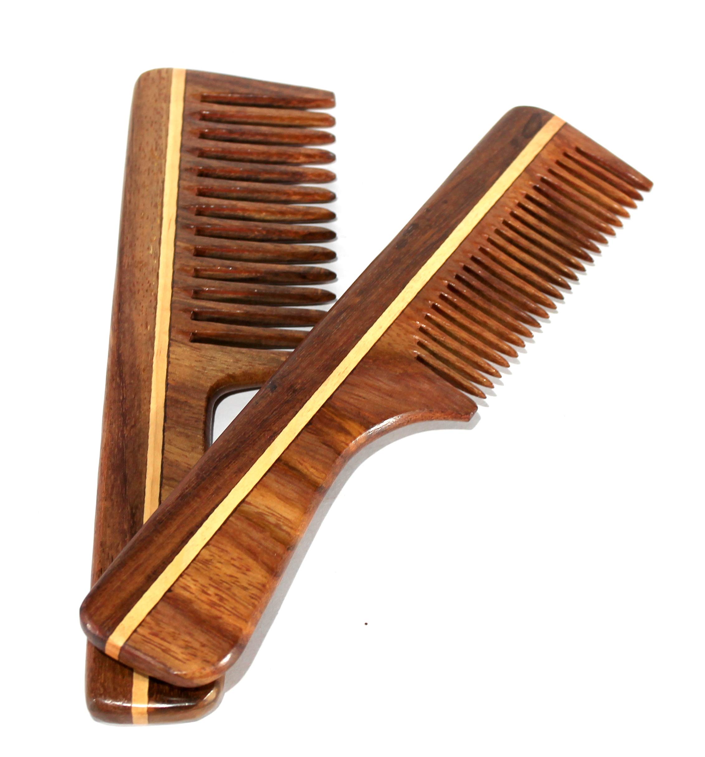 eSplanade Sheesham Rosewood Comb for Anti-Static Hair Beard Moustache (Set of 2) - Beauty Care Items For Men & Women - Brown (81A+73A) - Image 4