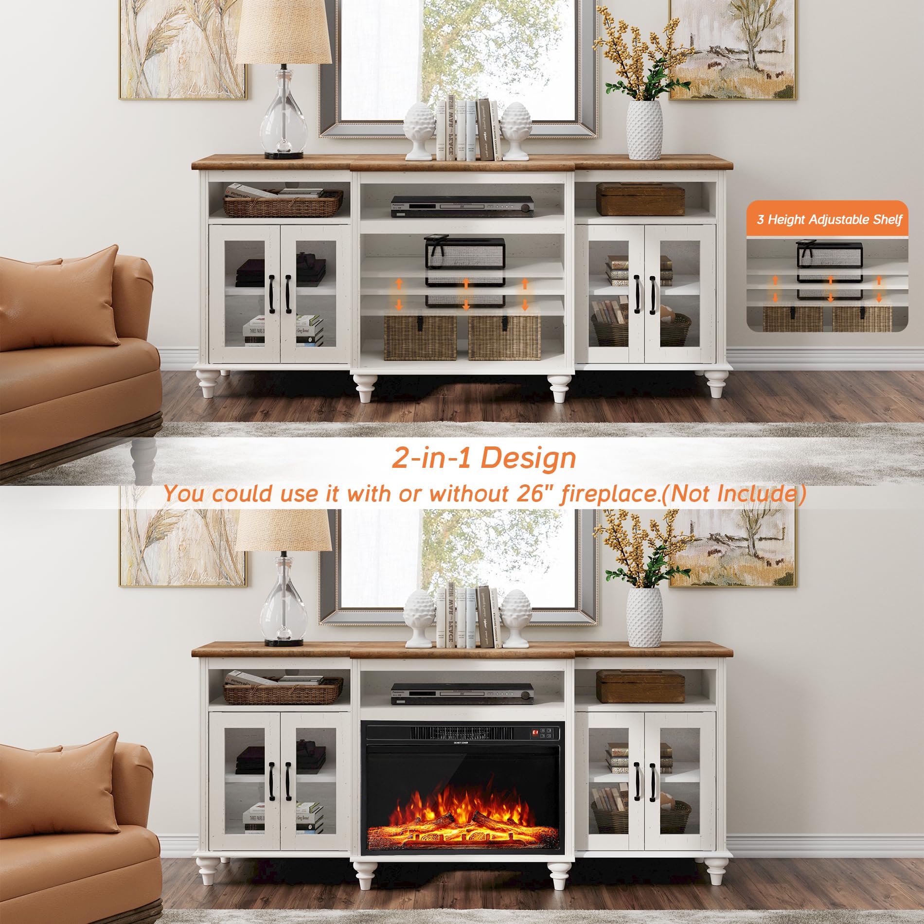 Amazon.com: WAMPAT Farmhouse TV Stand for TVs Up to 75 inch, 4