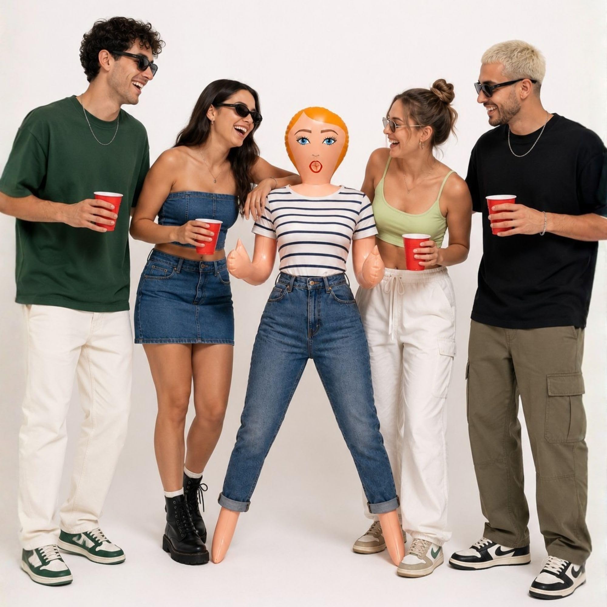 Aufblasbare Display Figur mit Bräutigam Schärpe - Junggesellenabschied Dekorationen - Bachelorette Party Dekor - Gag Geschenk - Neuheit Aufblasbare Figur 60 Zoll - Blondi Care