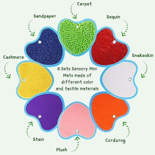 Miniatura 3 de Juego de 8 mini alfombrillas sensoriales con textura surtida, tapetes sensoriales para textura, azulejos sensoriales educativos táctiles sensoriales