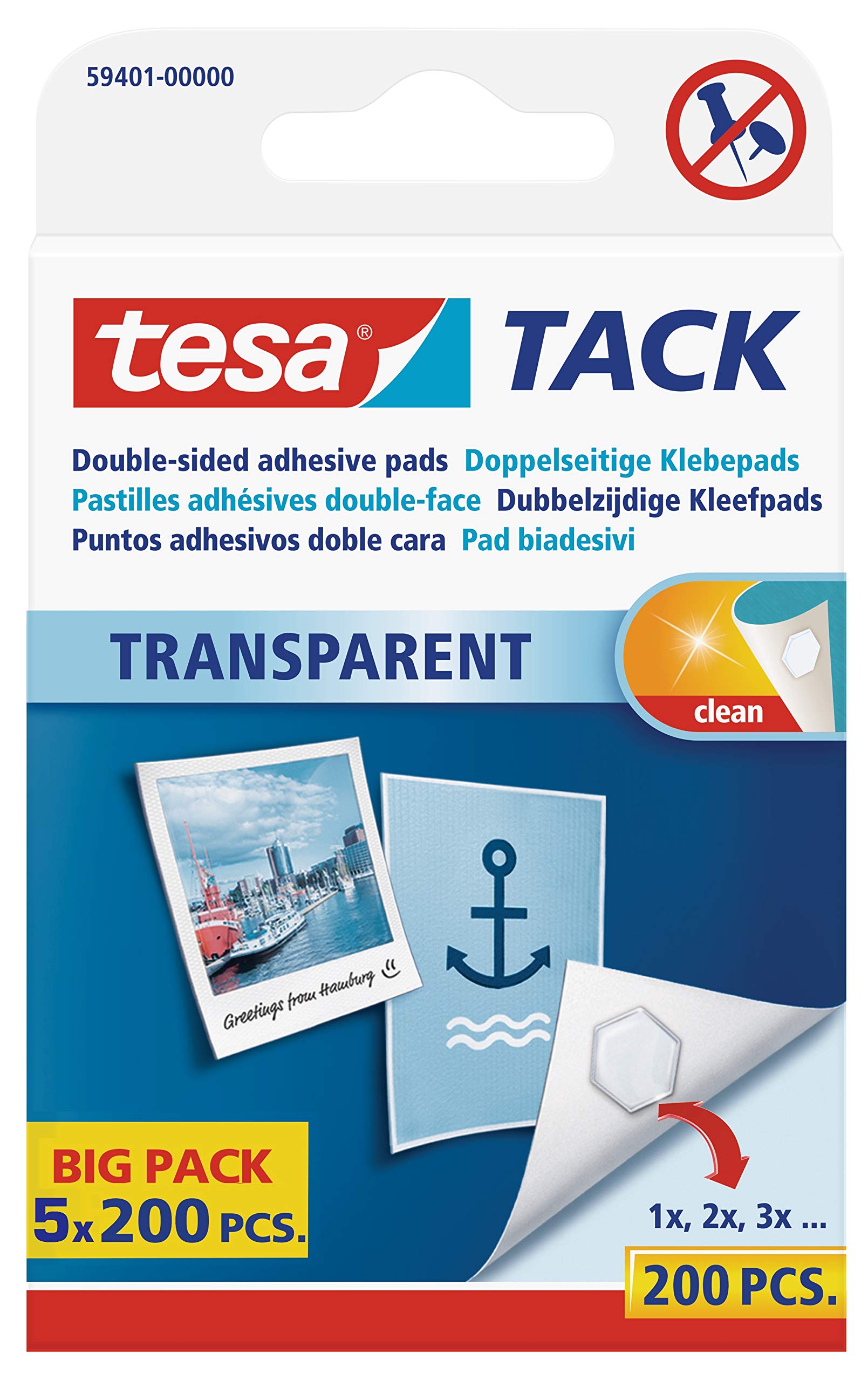 tesa 59401 Doppelseitige Klebepads TACK, Max Packung mit 1000 Pads
