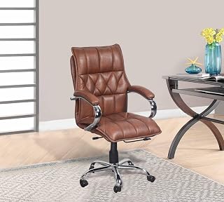 Lakdi The Furniture Co High-Back Office Chair Upholstery Primium Leatherette Director & Executive Chair Height Adjustable & Revolving Chair Metal Legs & WheelBase (MSL-121-Swivel Tilt)