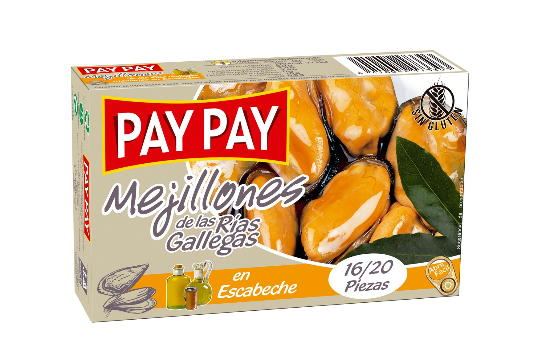 Lot de 10 boites de moules en escabèche de Marque Pay Pay