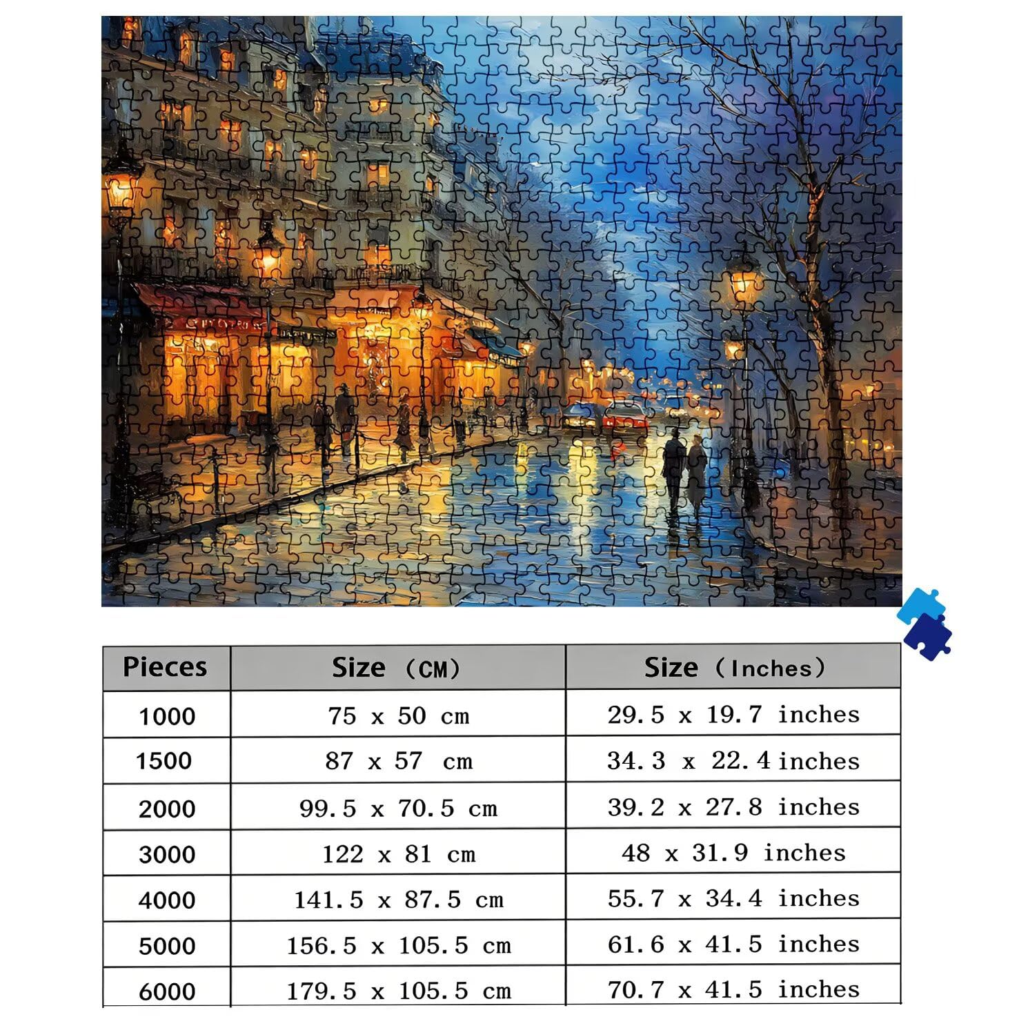 Ciudad Calle-2 Puzzle 1000 Piezas Adultos, Rompecabezas con Letras en la Parte Posterior - Piezas Que Encajan Perfectamente, Reto de Concentración, Regalo para Mujer y Decor Hogar, 75 x 50 cm w0-56