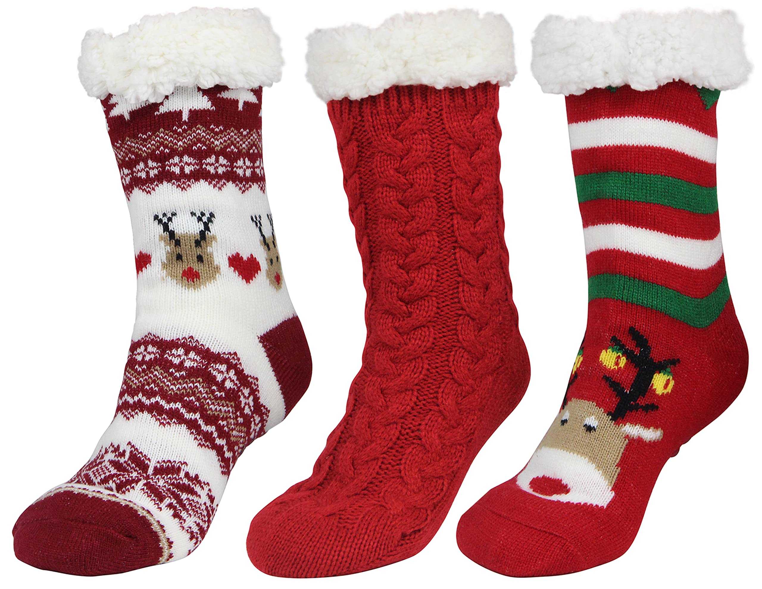 Slipper Socks for Women with Gripper Thick Fuzzy Christmas Gift