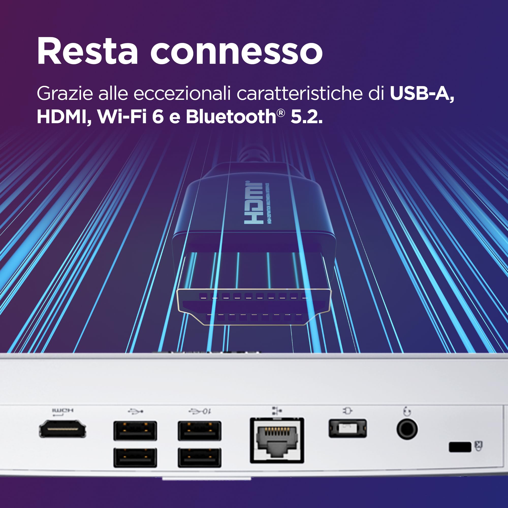 Lenovo A100 Desktop All-In-One, Display 24" FHD (1920x1080), Intel Core i3-N305, RAM 16GB, 512GB SSD, Speakers, WiFi 6, Windows 11 Home, Mouse + Tastiera - Cloud Grey