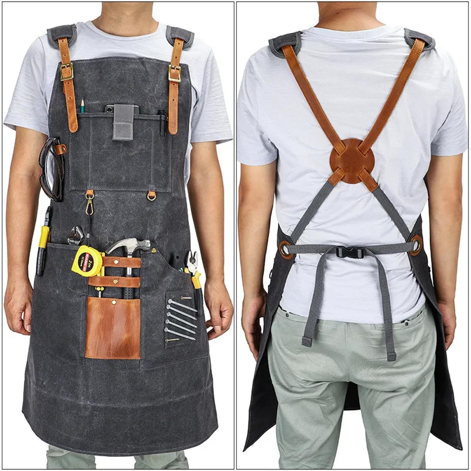 Grembiule Cucina Apron Spessa Tela Borsa Grembiule Set Strumenti Multifunzionali Tasca Parrucchiere Lavorazione del Legno Impermeabile Olio Proof Overalls più Lunghi Grembiule