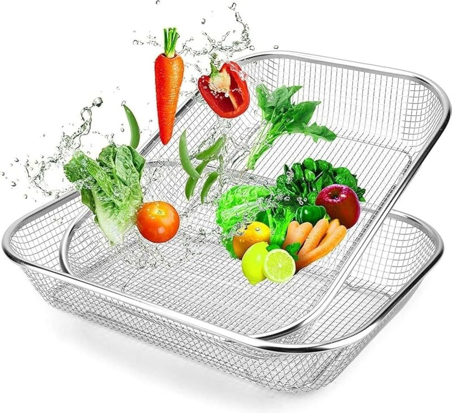 HIYON Over the Sink Colander Strainer Basket Stainless Steel, for Kitchen Sink with Rubber Grip, Fine Mesh, Large Kitchen Gadgets Tools, Expandable Home Kitchen Essentials
