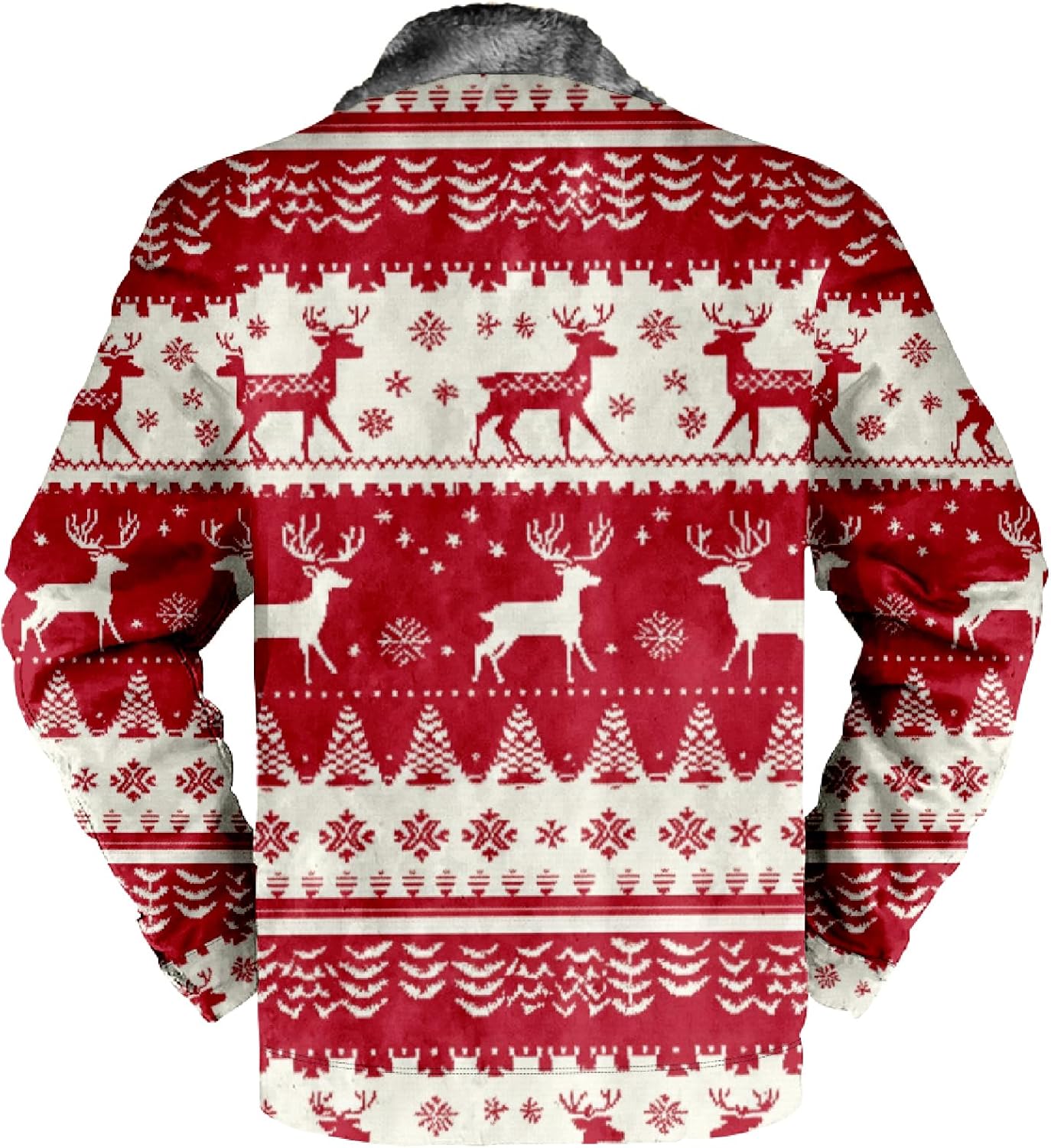 Actec Western Cowboy Jackets for Men Ethnic Print Long Sleeve Zip Up Sherpa Fleece Vintage Winter Outdoor Coat - Image 4