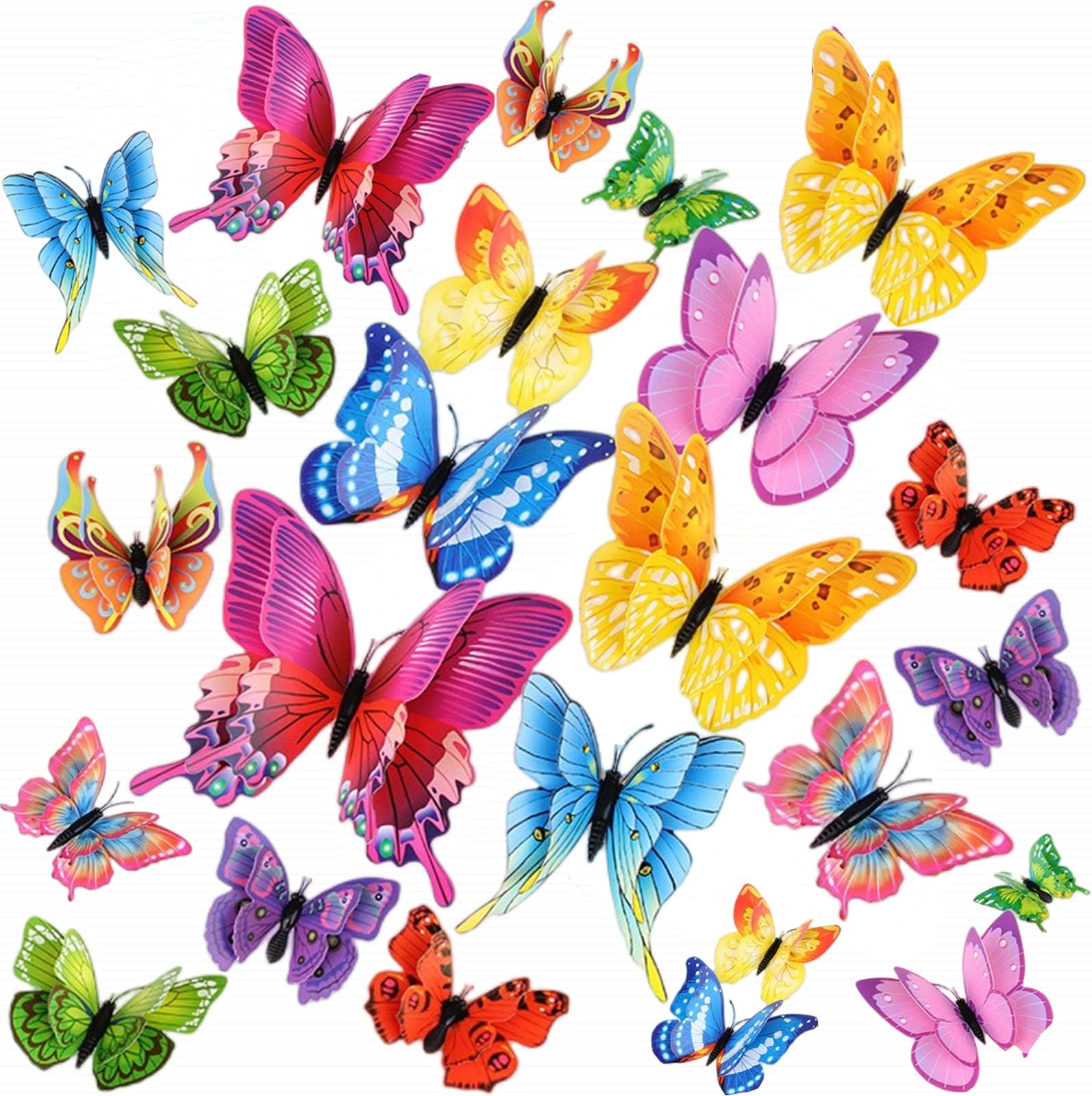 24PCS 3D Butterfly Wall Sticker Decor (Multicolour)