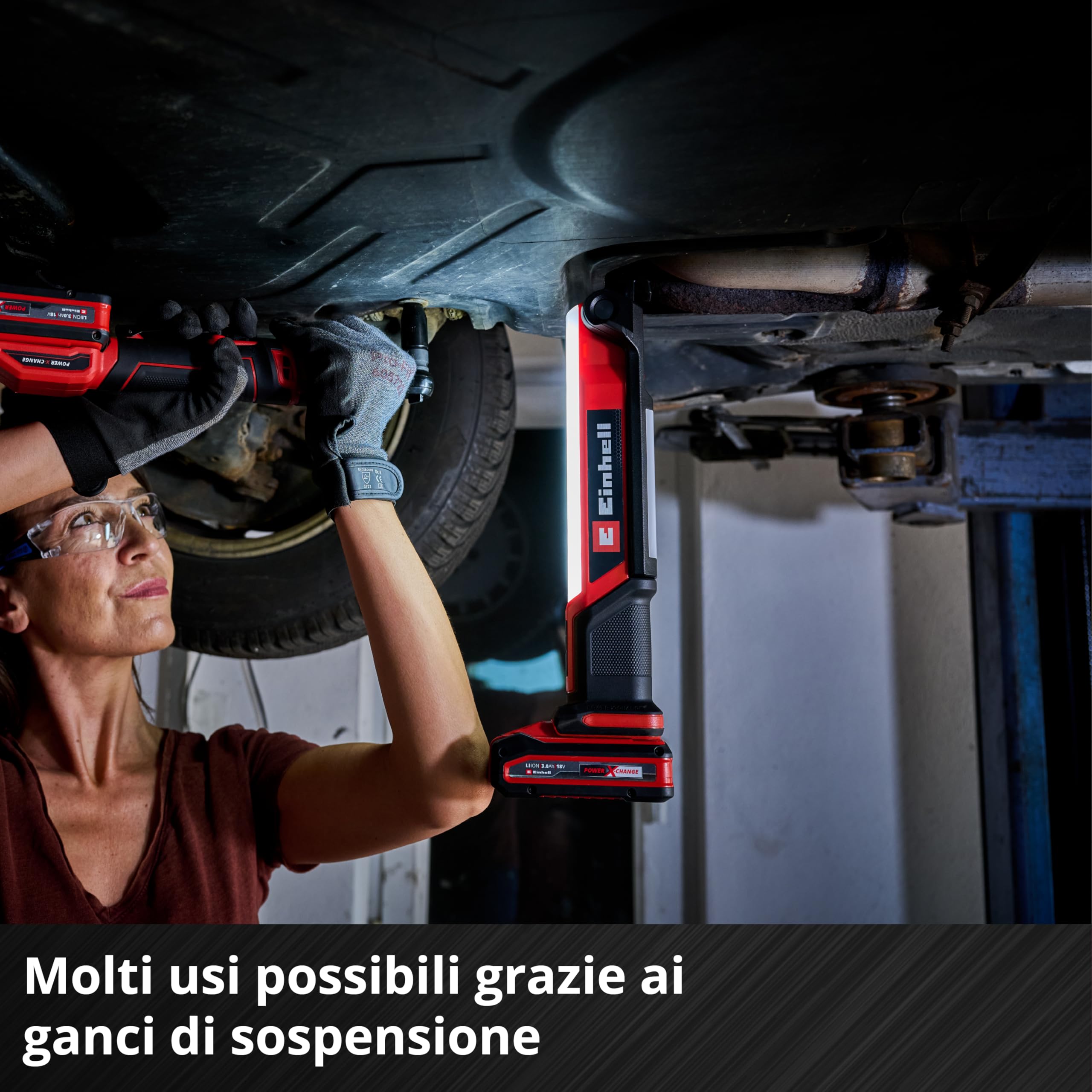 Lampada Einhell TE-CL 18/1000 S Li-Solo Power X-Change (18 V, testata orientabile, 3 opzioni luce, pannelli luminosi pieghevoli, 15 LED, 1000 Lumen, 5700 Kelvin, senza batteria)