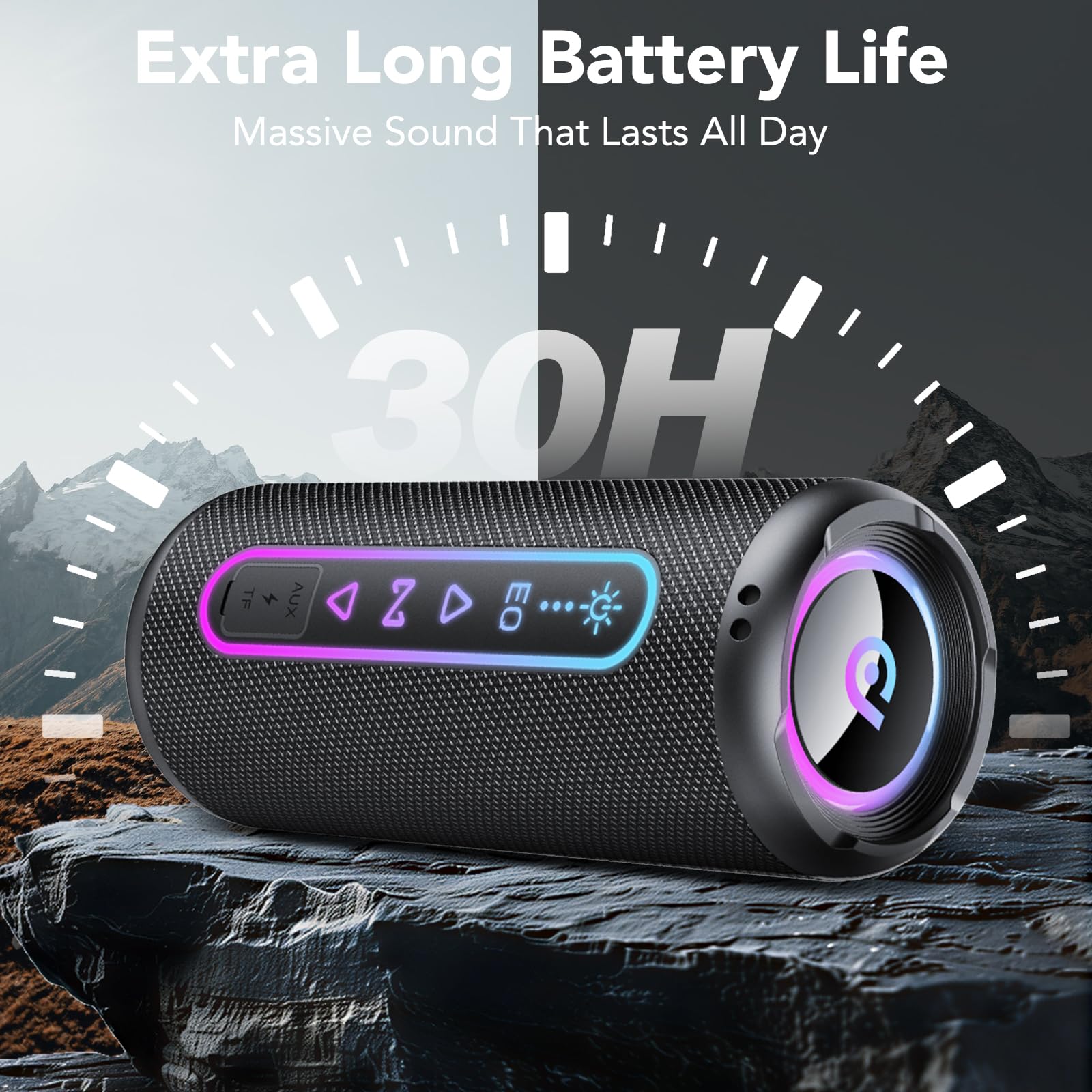 Cassa Bluetooth Potente 30W, Altoparlante Bluetooth con Doppio Driver Basso, 30H Autonomia, 5 RGB Modalità, Accoppiamento TWS, IPX7 Impermeabile, Supporto AUX/TF, Speaker Bluetooth per Feste/Viaggi