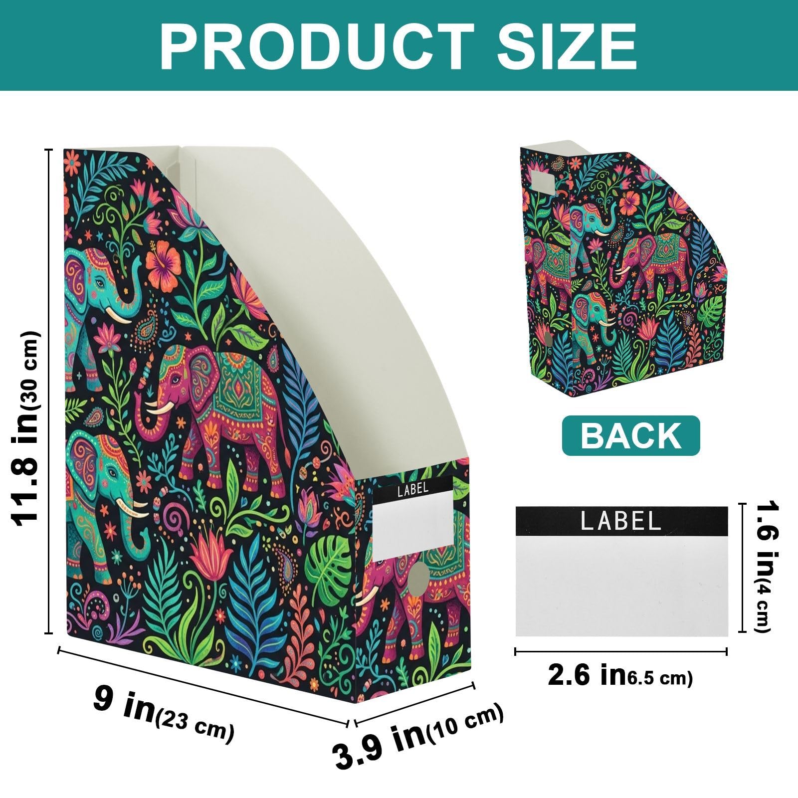 Porte-revues pliable vert éléphant coloré