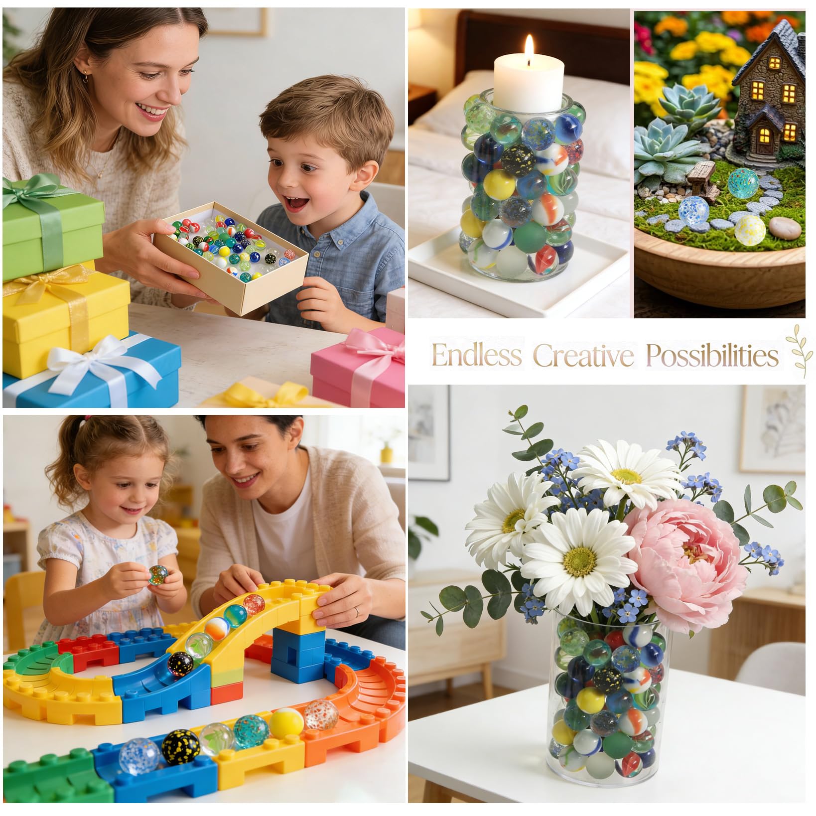 JSMTKJ 100 Canicas de Cristal Pequeñas, Juego de Canicas, pequeñas canicas de Cristal 16 mm Coloridas para Máquina de Juegos, Decoración de Plantas, Pista de Canicas