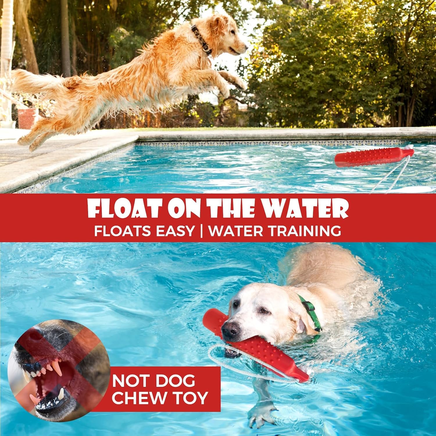 BINGPET Dog Float Bumper Toy,10.8 Inch Large Training Dummy Retrieving Bumpers Summer Pool Toy Tug Game for Large XL Dogs Retriever image 4