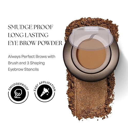 Vista 9 de SORMÉ Polvo de cejas de larga duración a prueba de manchas para mujeres, cejas siempre perfectas con cepillo y 3 plantillas de cejas moldeadoras