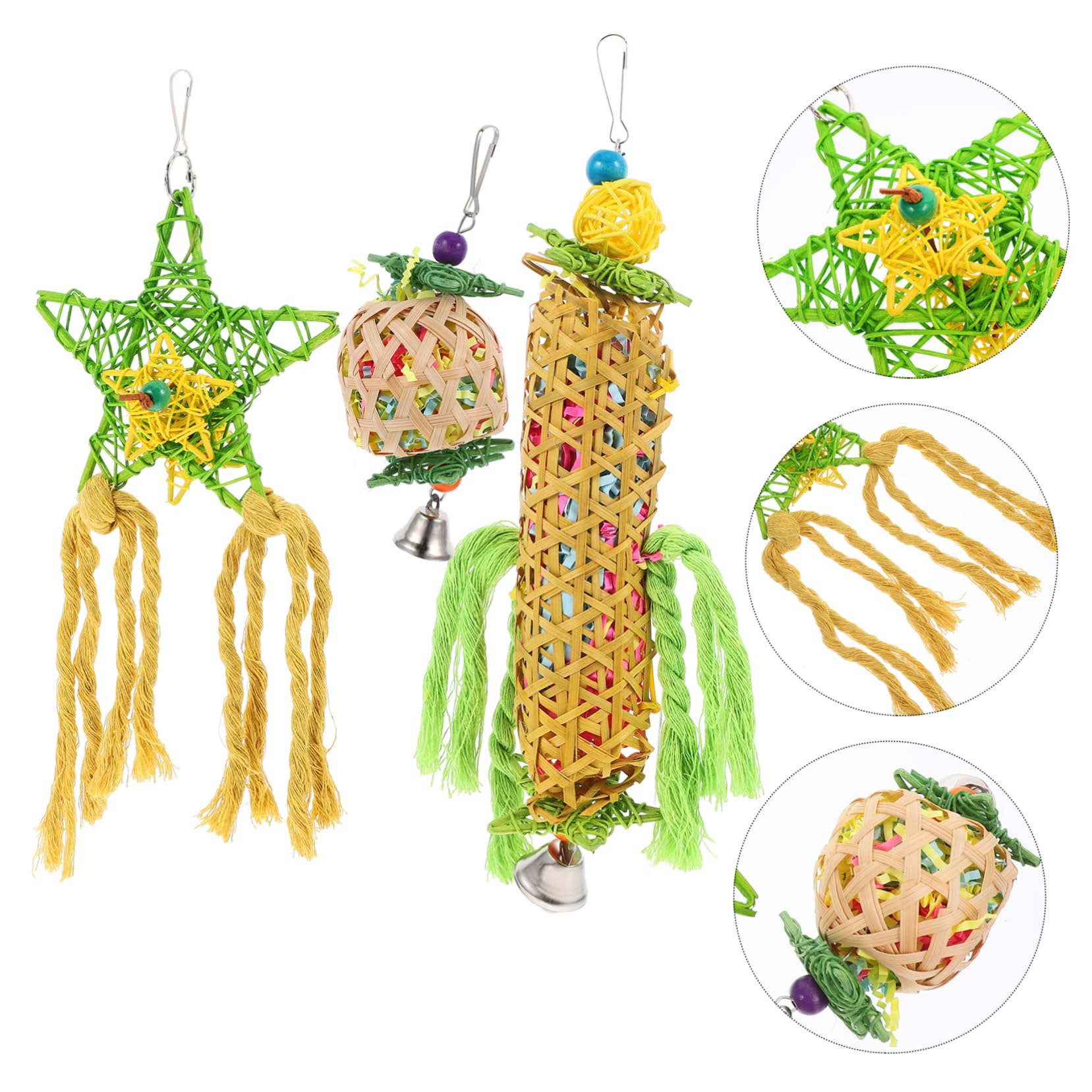 Ensemble De 3 Jouets À Mâcher pour Oiseaux Déchiqueteuse De Papier en Rotin pour Perroquet Jouets À Mâcher pour Bec Doiseau pour Calopsitte