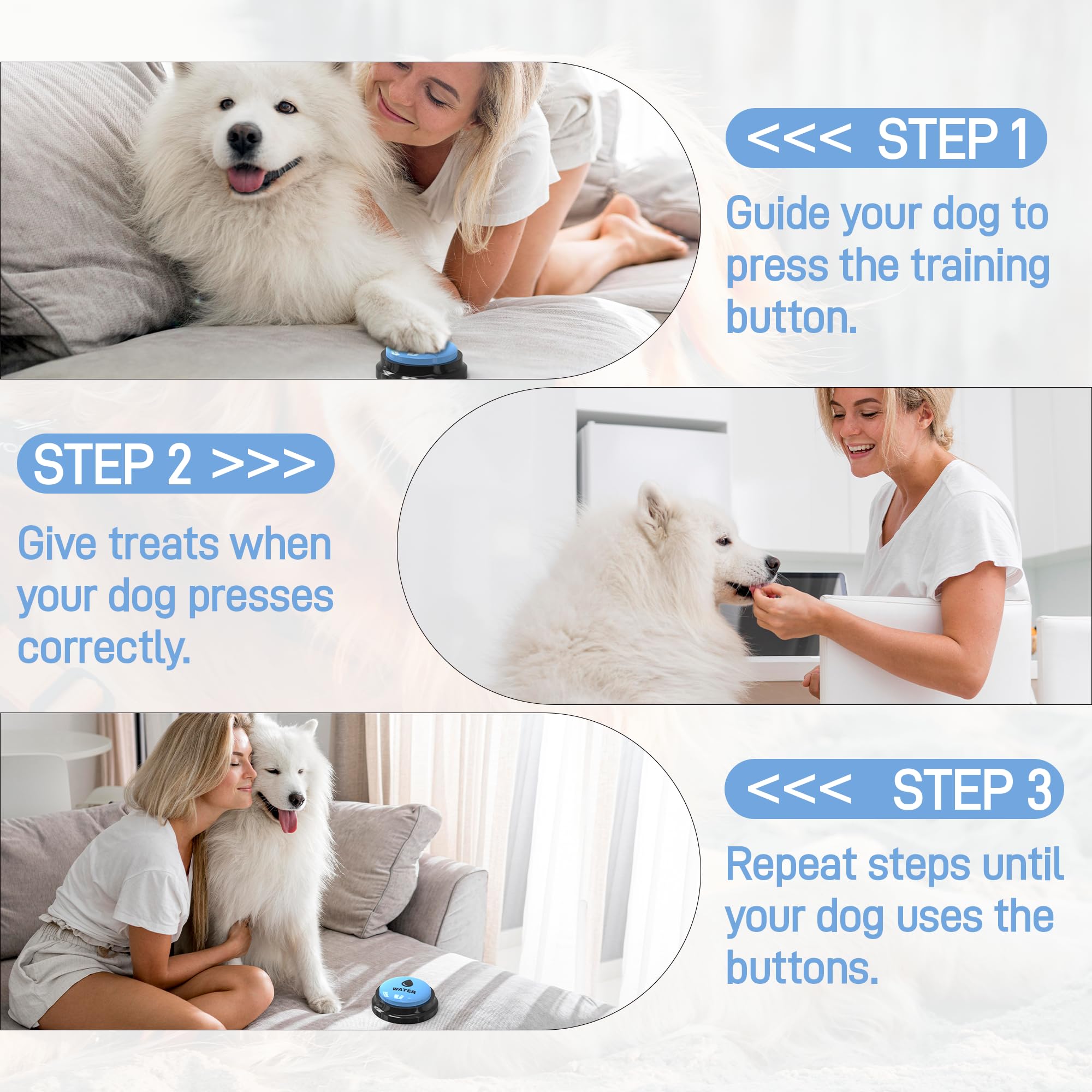 Botones de conversación para perros, paquete de 8 botones de comunicación para perros, botones de entrenamiento de conversación grabables para perros, botones de voz de 30 segundos con juego