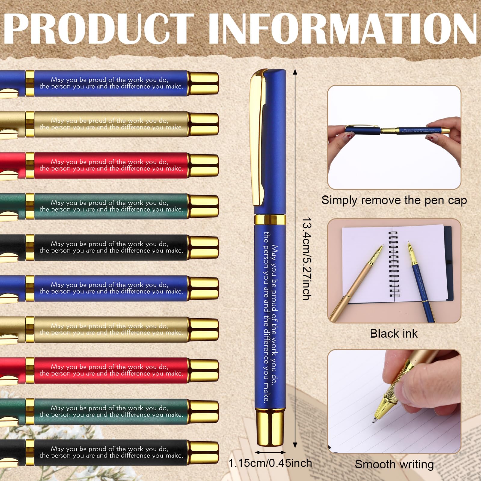10 Sets Inspirational Spiral Notebook with Motivational Ballpoint Pens Thank You Gift for Coworkers Employee Appreciation Gifts Bulk Leaving Gifts for Colleagues Nurse Teacher Volunteer Team - Image 3