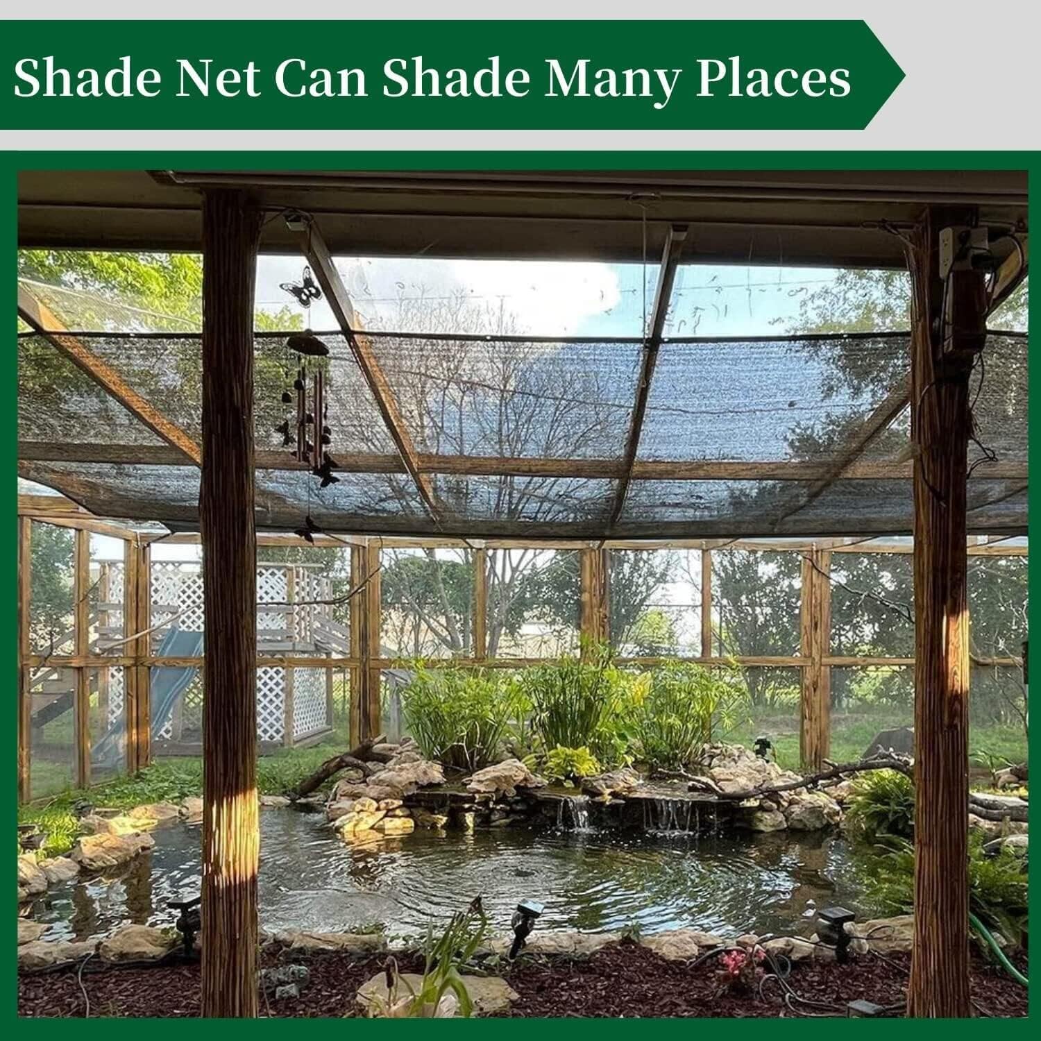 70% Shade Cloth, 6x10 FT Sunblock Shade Net UV Resistant Green Garden Mesh with Grommets and 10pcs Ball Bungee, Shade Netting for Plants Cover Greenhouse Patio Chicken Coop Pool Outdoor