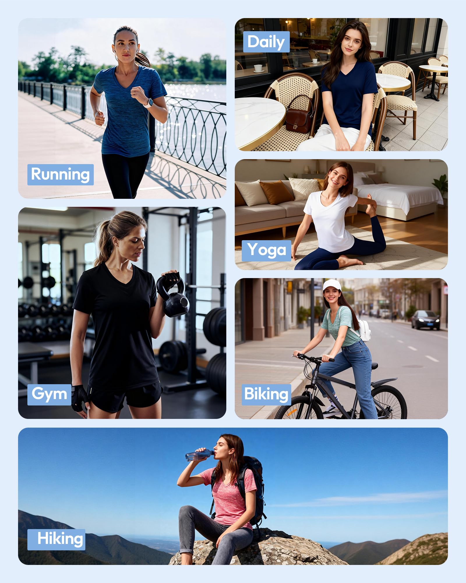 CE' CERDR 5/7er-Pack Workout-Shirts für Damen, feuchtigkeitsableitend, schnell trocknend, aktiv, athletisch, Fitnessstudio, Performance-T-Shirts