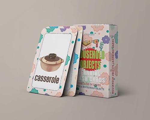 Miniatura 3 de Creanoso Tarjetas didácticas de aprendizaje para objetos domésticos (2 cubiertas)  Ideas de regalos de diseño portátil para fiestas de cumpleaños