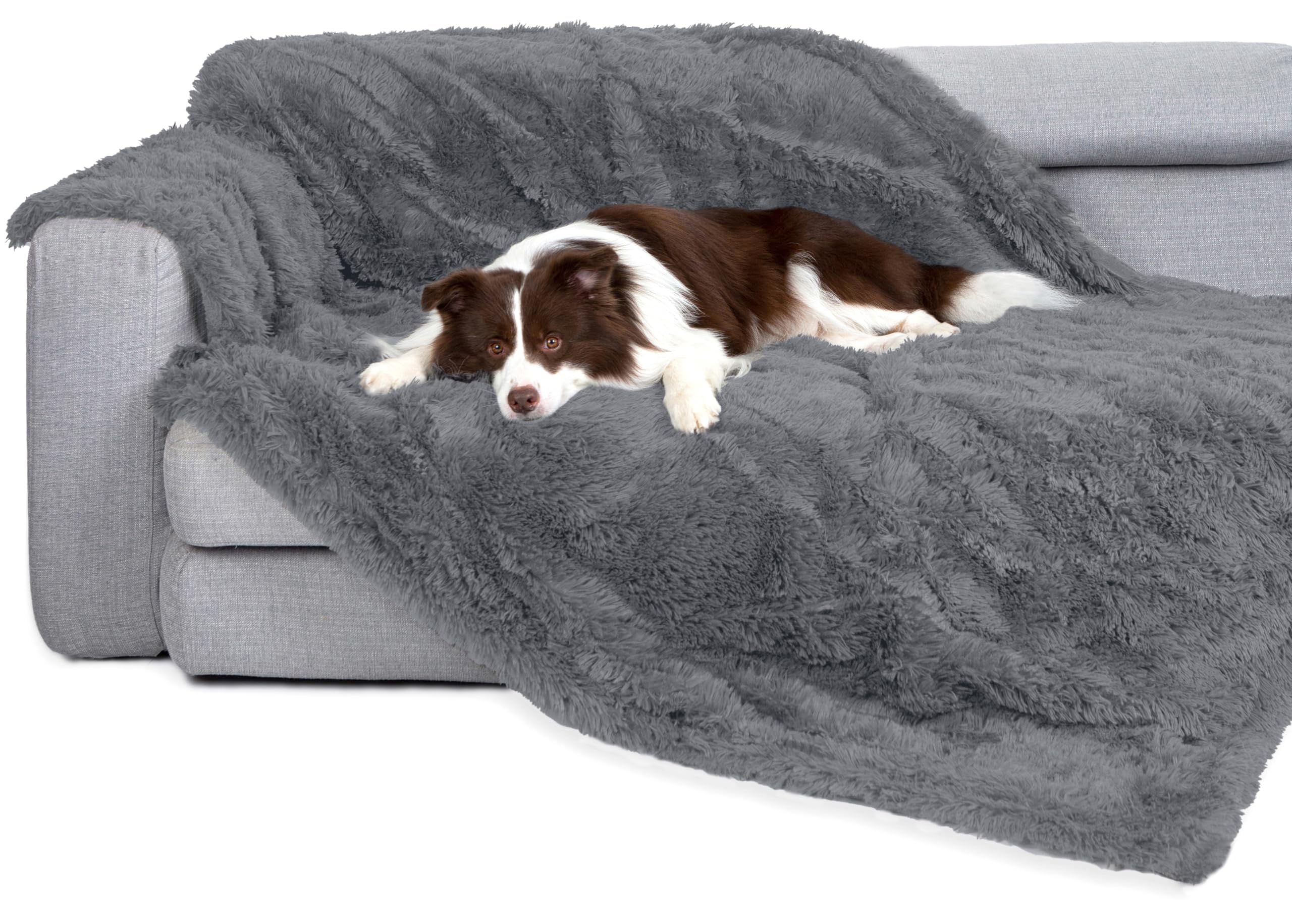 gogobunny Waterproof Dog Blanket for Couch & Furniture Protection - Super Soft Reversible Throw for Large Dogs & Cats, Calming Washable Fur & Sherpa