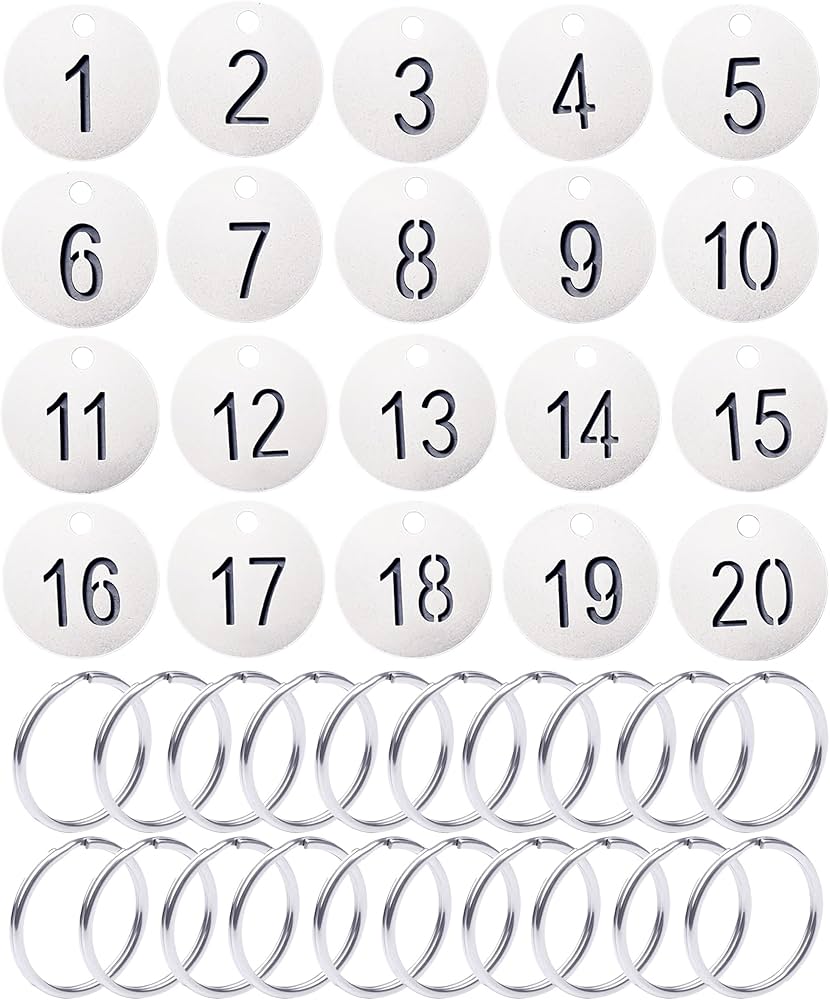数字カード キー識別子 番号タグ 11 ~ 20 リング付き 数字カード キー識別子 番号タグ 11 ~ 20 リング付き
