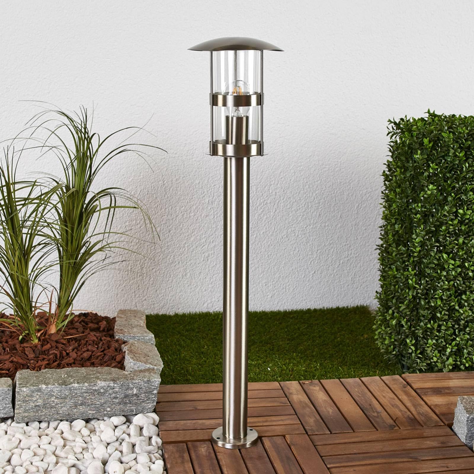 Lindby lampada da esterni dimmerabile (Moderno) colore Grigio, in Acciaio Inox Lampioncino paletto luminoso viale lampioncino