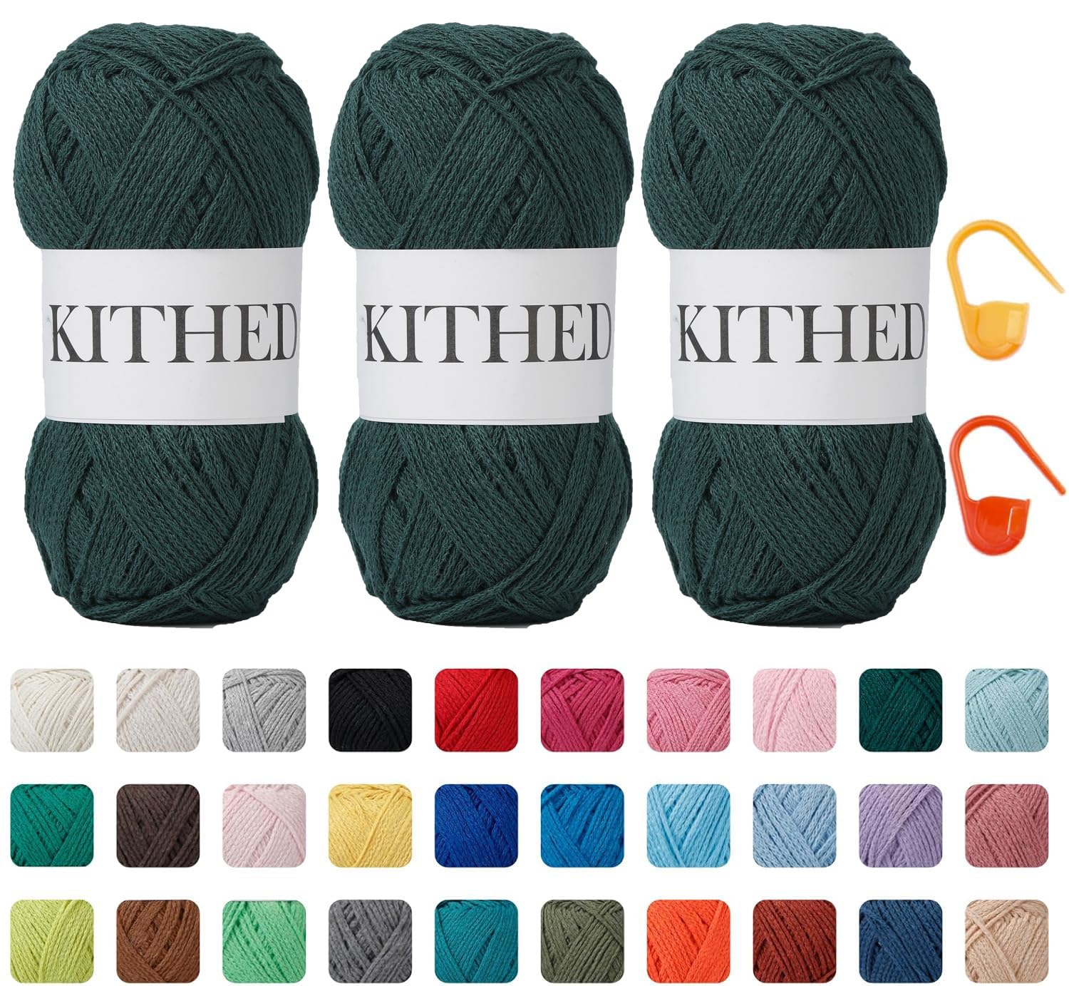 Cotton Yarn,10.5oz,526yard,3 Pack ,Soft Yarn for Crocheting and Knitting (10 Dark Green)