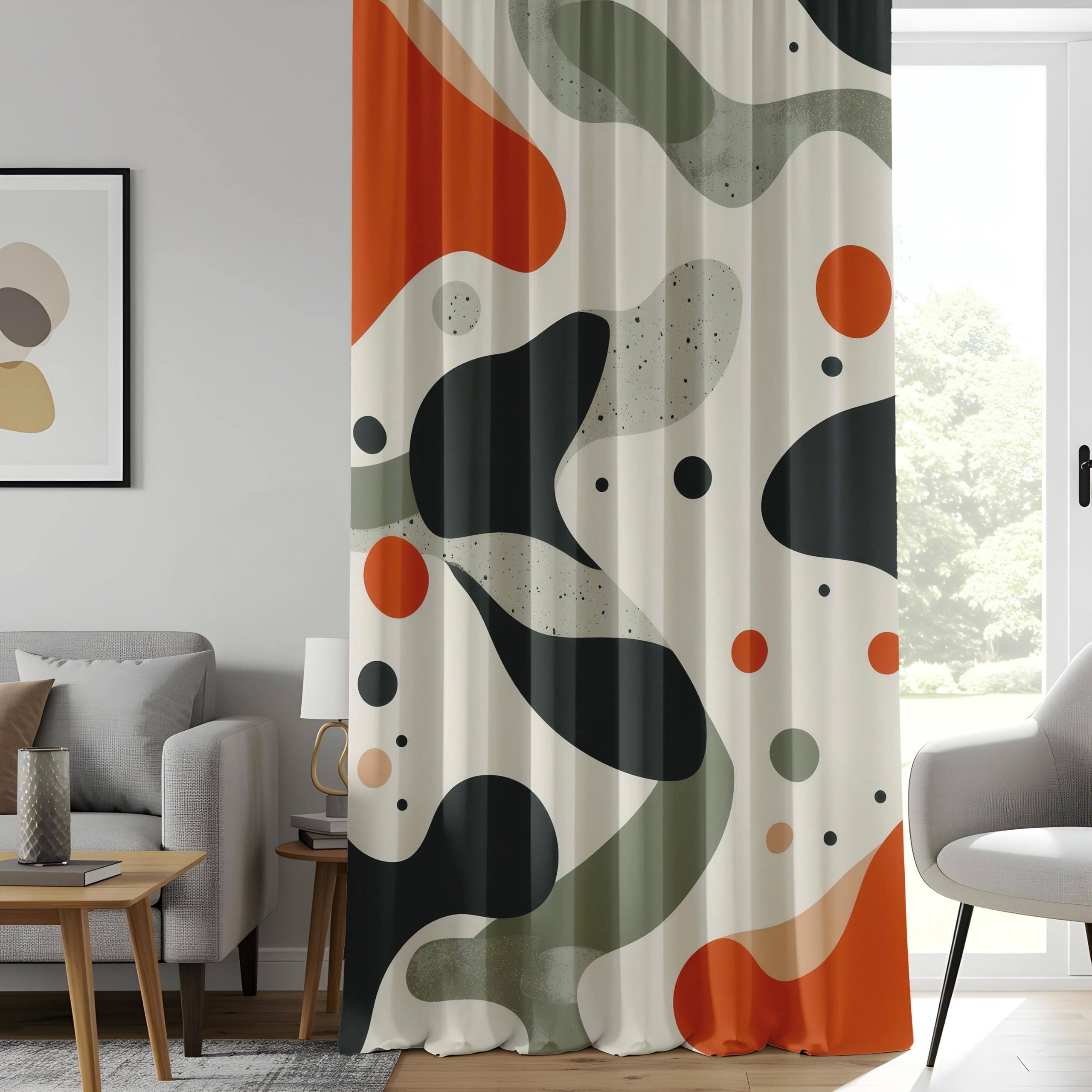 Rideaux occultants pour Chambre à Coucher, 2 Panneaux, Rideaux Abstraits Audacieux, Orange, Noir et Vert, décoration d'art Moderne pour Salon (L x H / 2 x 140 x 280 cm)