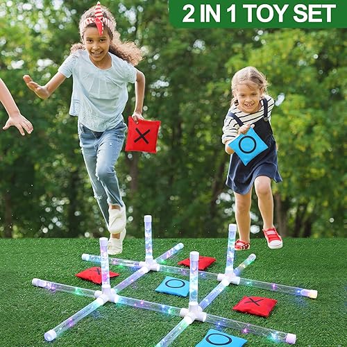 Miniatura 3 de Shappy Juego de lanzamiento de anillos gigantes para exteriores 2 en 1, juegos al aire libre que brillan en la oscuridad para adultos, adecuado para