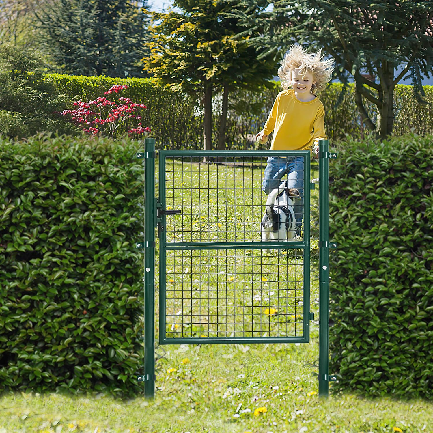 Porta da giardino verde, cancello da giardino, cancello da giardino, con serratura, 100 x 100 cm