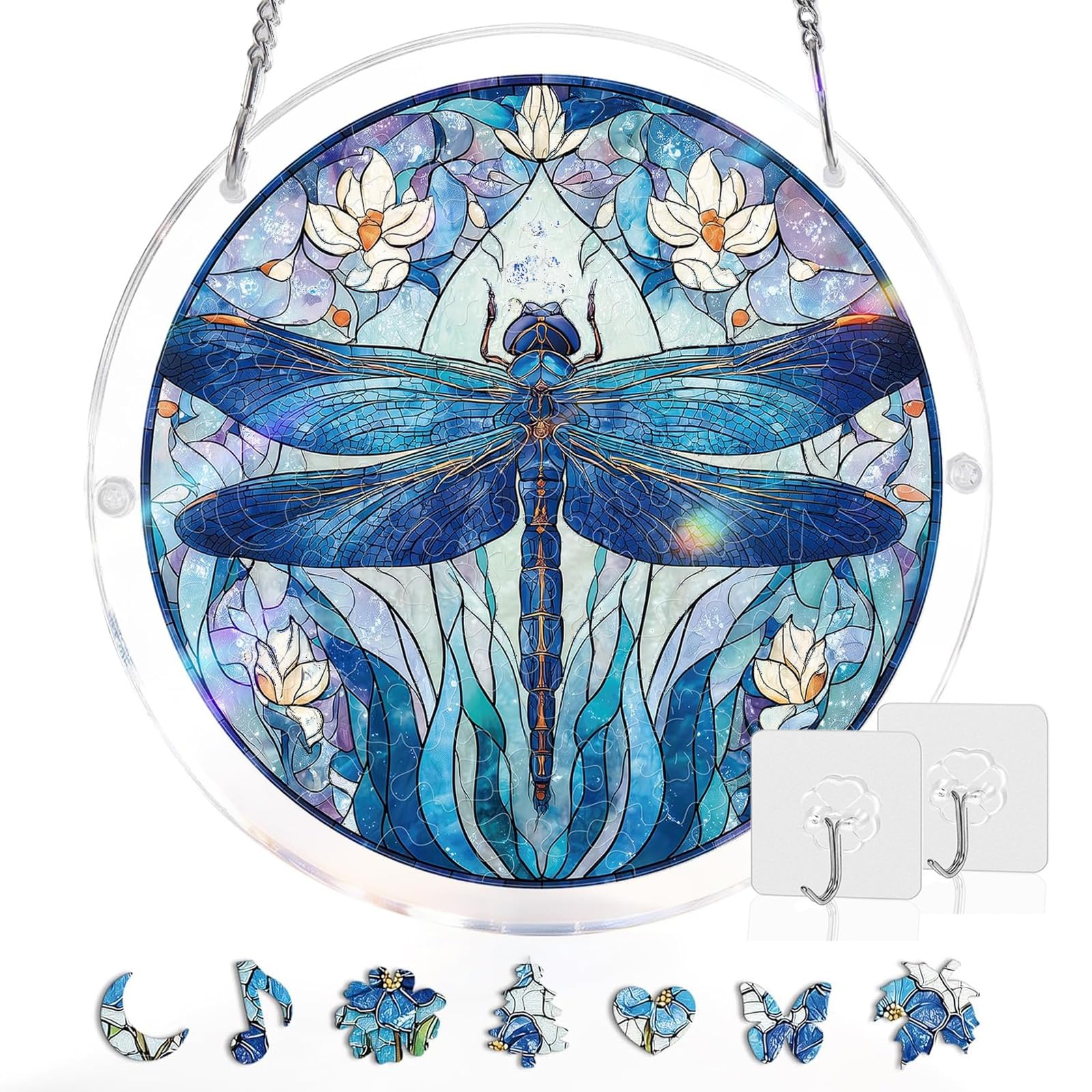 Acrylic Puzzle Suncatcher 83 Pieces, 7.4 Inch, DIY Window Hanging Decoration for Home & Garden, for Women, Men, and Moms, Ideal for Birthday or Home Decor,Style d,S (7.4in) — view 9