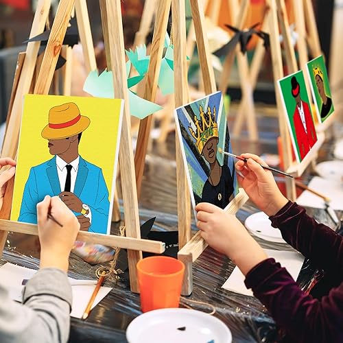 Vista 53 de VOCHIC Paquete de 8 lienzos predibujados para pintar para adultos, kit de sorbo y pintura, suministros para fiestas, juego de pintura artística