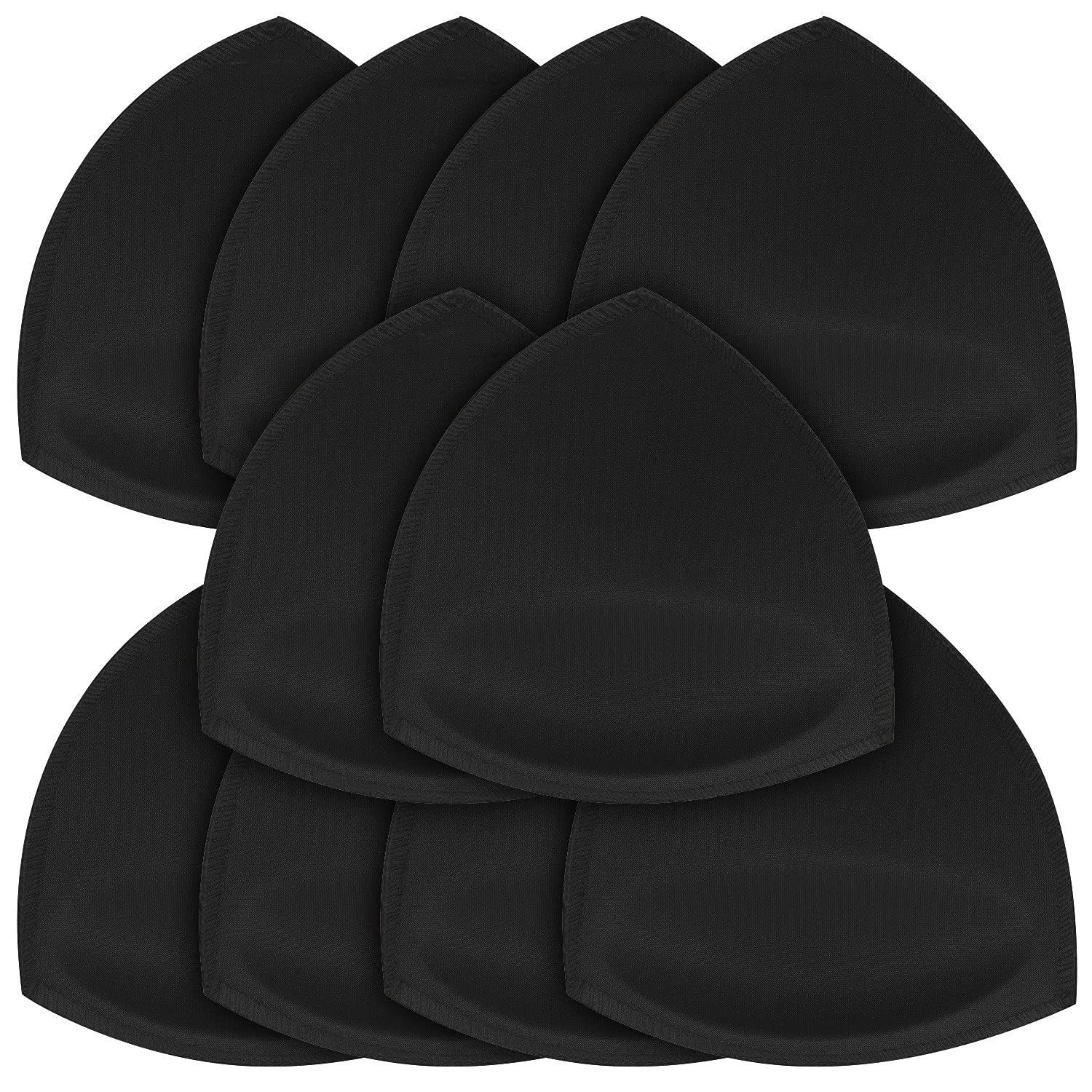 SKENGWEL 5 pairs Women's Triangle Bra Pads Inserts Removable Push Up Sports Bra Cups Replacements For Bikini Top Swimsuit (Triangle 5 Pairs Black B/C)