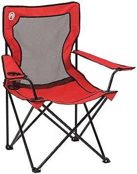 Coleman Broadband Mesh Quad Camping Chair with Carry Bag & Cup Holder, Cooling Mesh Back with Adjustable Arms, Great for Camping, Tailgating, Firepits, Patio, & More