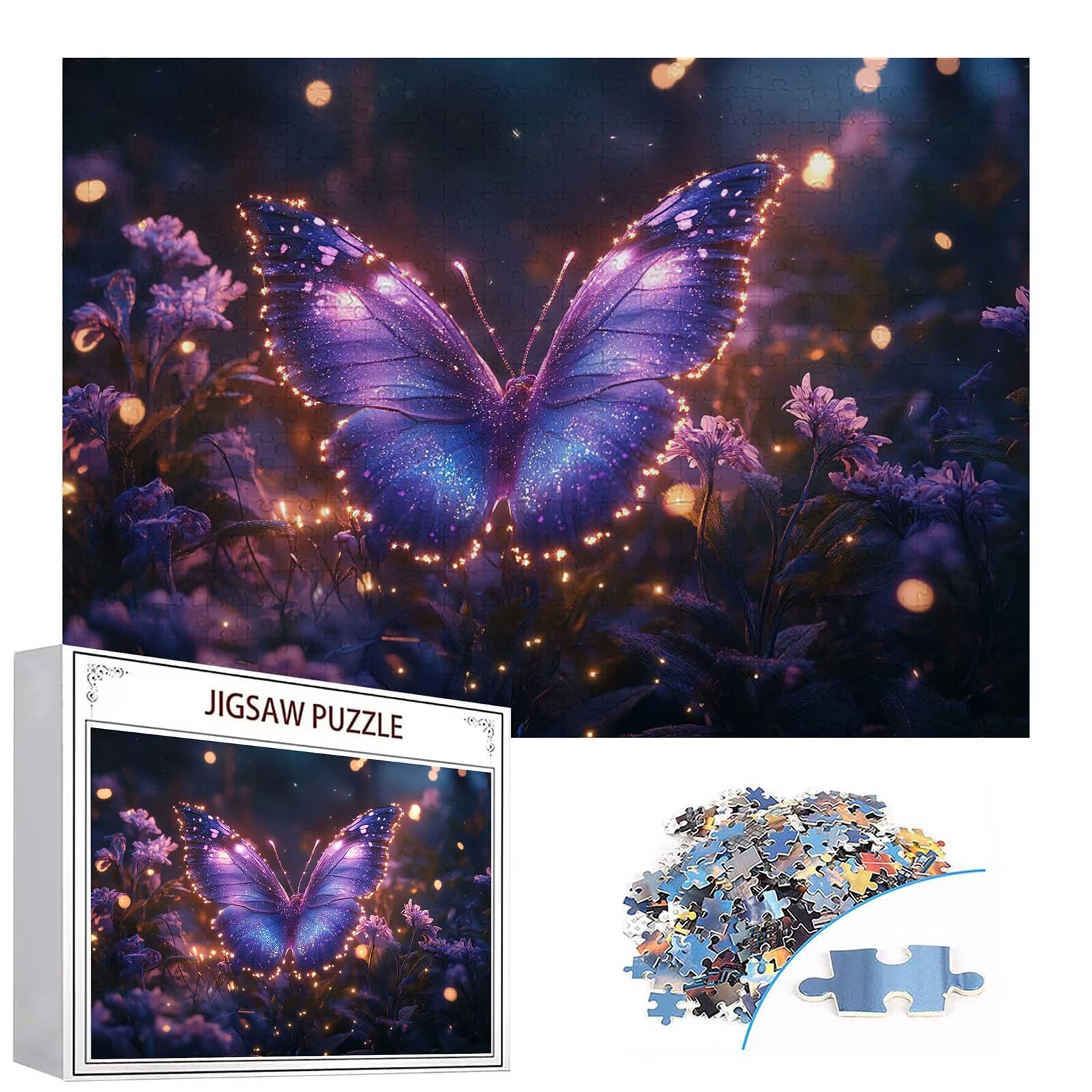 Puzzle 1500 Pezzi Farfalla Puzzle Adulti Sfida Impossibili Jigsaws Fiori Classica 3D Pattern Art Jigsaws per Divertimento Adulti e Bambina, Gioco Familiare, Festa Aziendale,Amore e Amico 87x57cm C-868