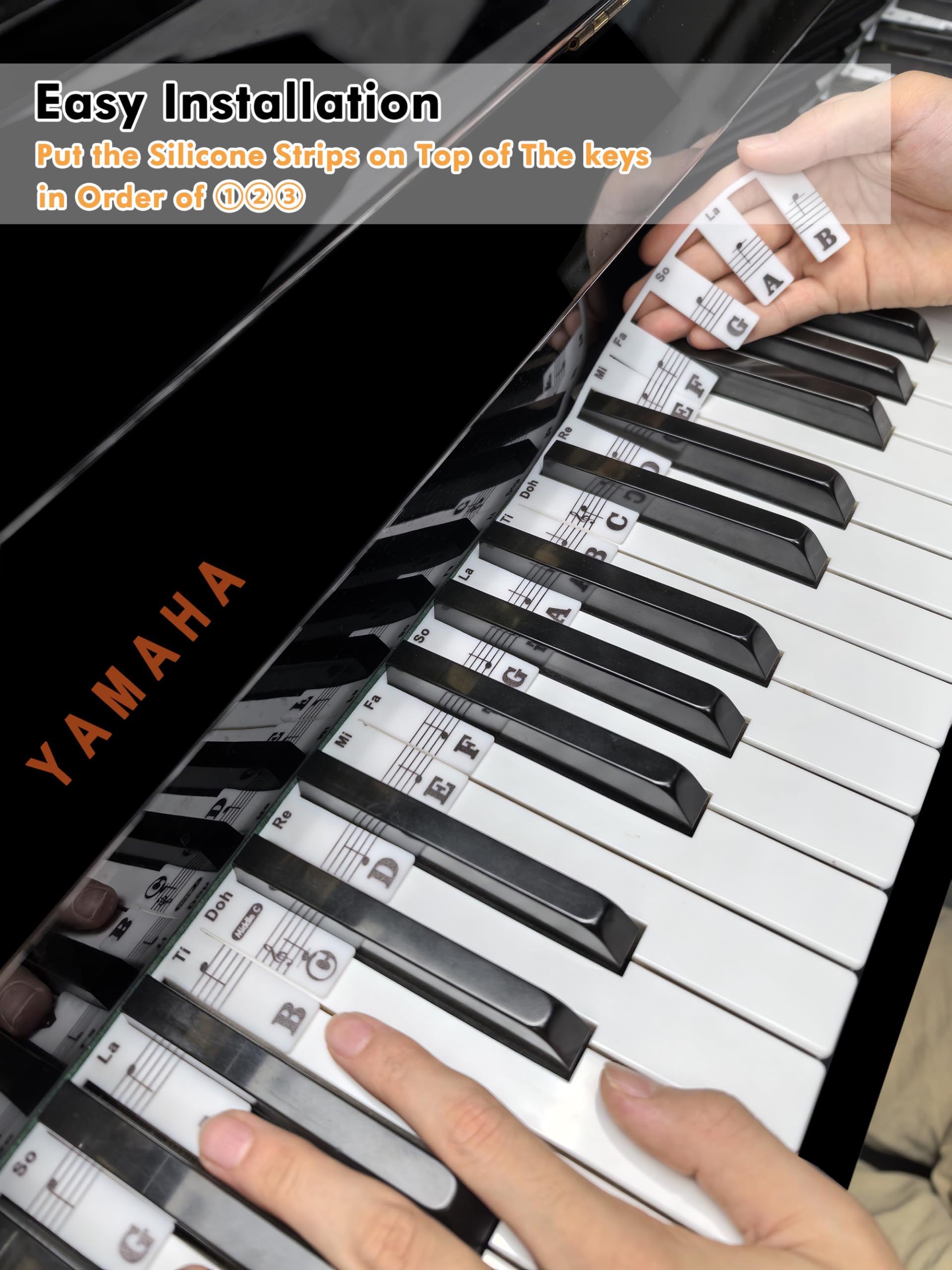 YPTSYSYS Removable Piano Keyboard Stickers for Beginners Reusable Silicone Piano Key Labels for 88-Key Standard Full-Size Keyboards - Image 4