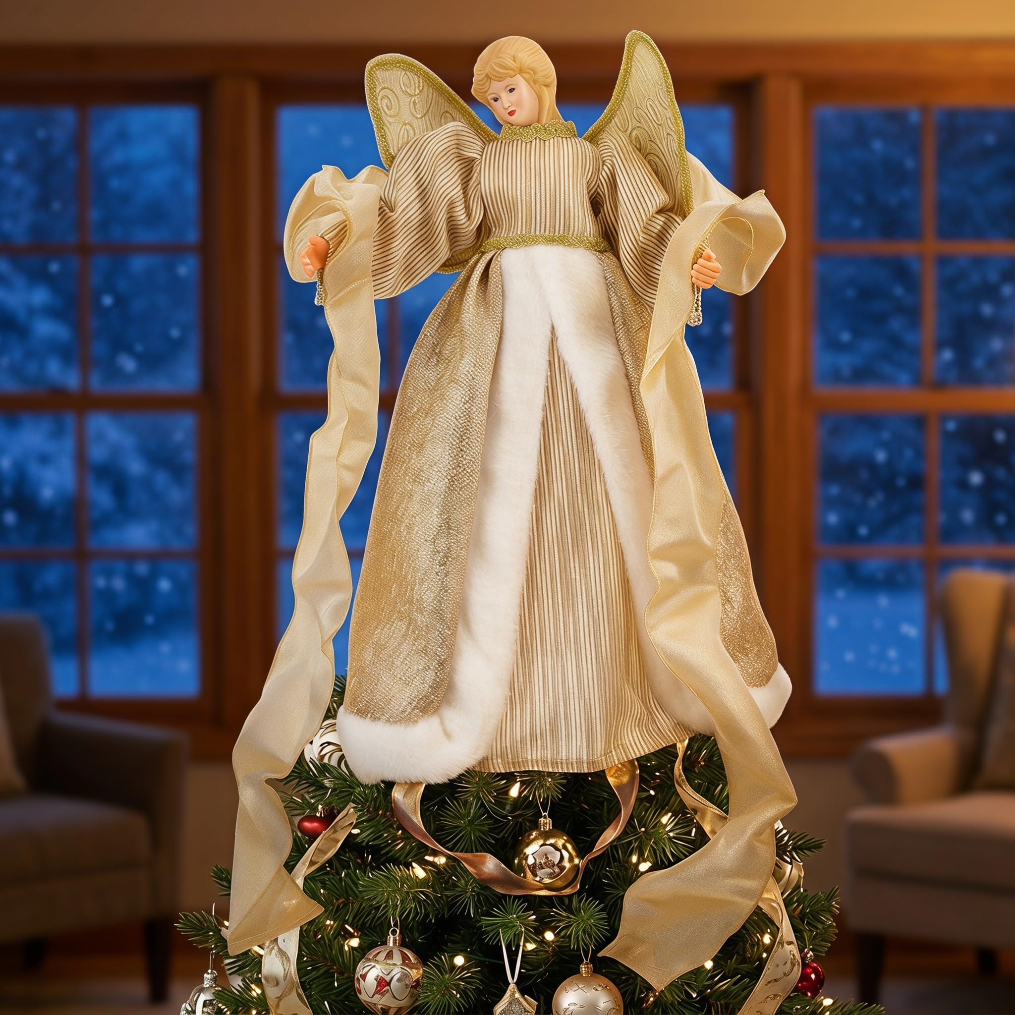 Didiseaon Adorno de ángel para la Cima del árbol de Navidad, decoración