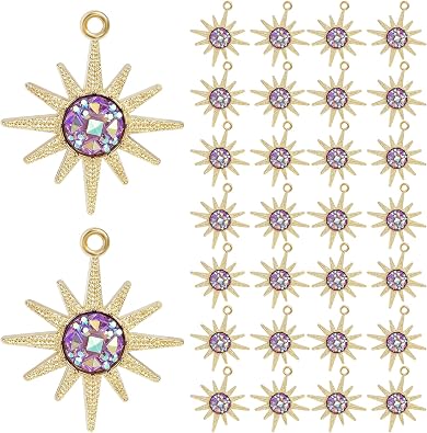 30 Pcs Sun Charms for Jewelry Making,Alloy Vintage Pendants for Necklace Bracelet Earrings DIY Crafting Project